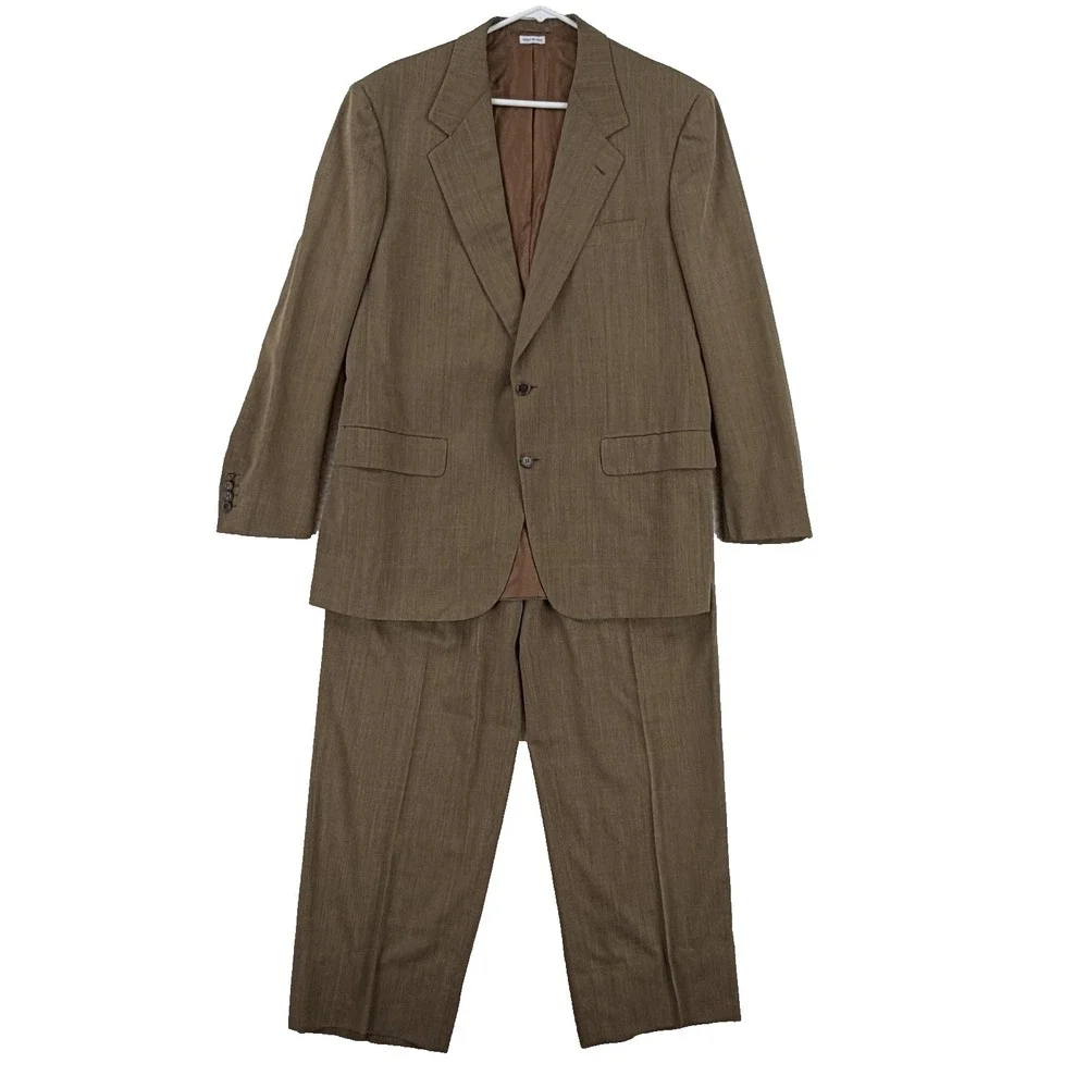 Brioni Mens 42R Brown Wool Plaid 2 Button 2 Piece Suit 34x30 Italy Augusto